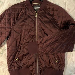 Maroon Purple Express Bomber Jacket Gold accented size Small